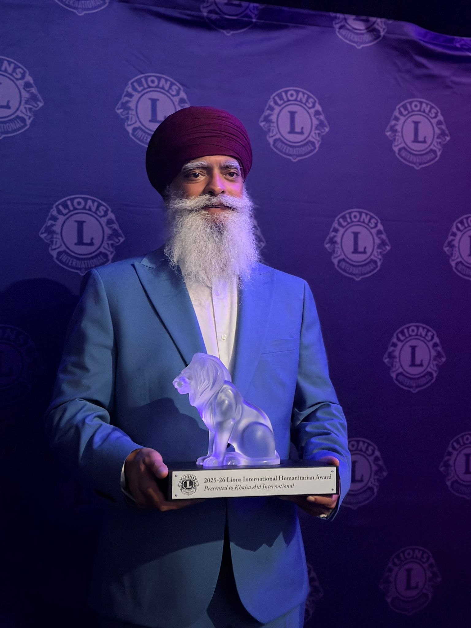 CEO and Founder of Khalsa Aid International receives Lions International Humanitarian Award 